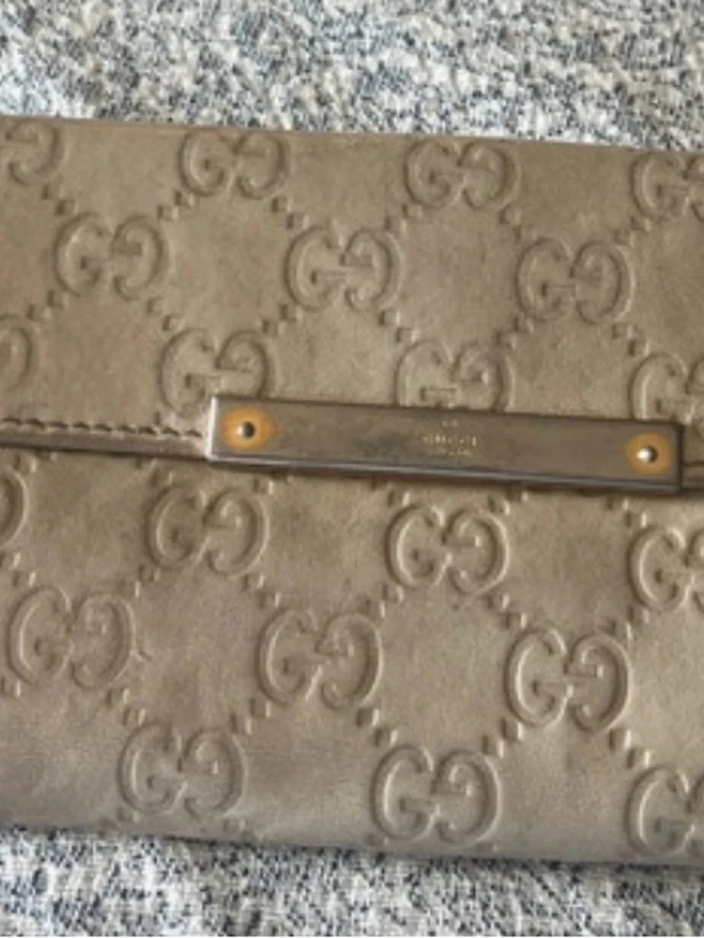 Gucci Taupe Embossed GG Leather Wallet